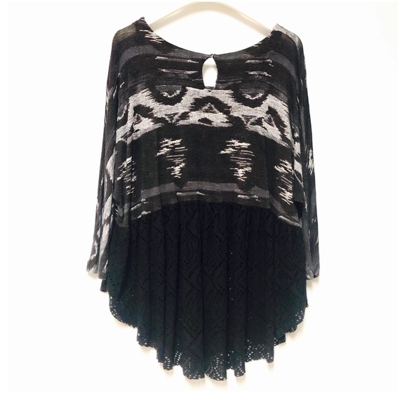 Free People Southwest Eyelet Lace Punched Diamonds Forever Swing Top Size Small - Picture 3 of 11